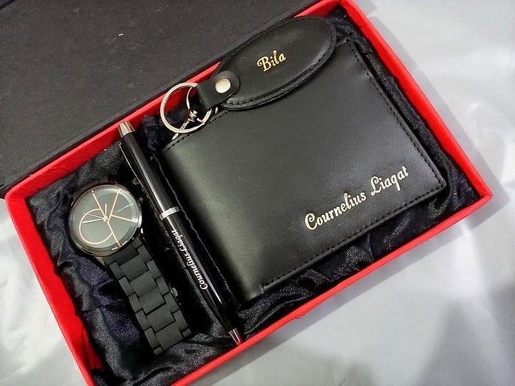 Customized Leather Wallet, Keychain, Pen & Watch - GiftCity