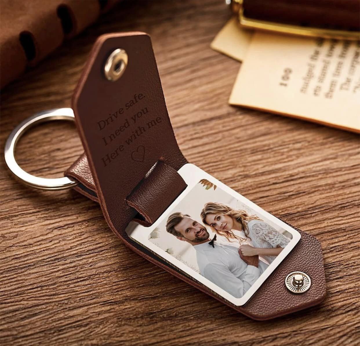 Personalized Leather Picture Keychain | Custom Photo Keychain Gift - GiftCity