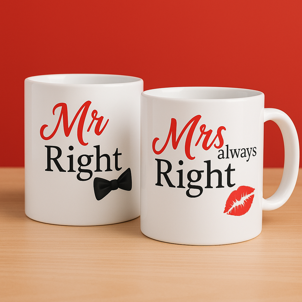 Mr. & Mrs. Right Mug Set Couple Gift GiftCity