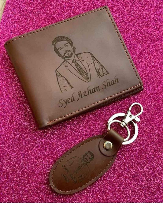 Picture Engraved Wallet And Keychain - GiftCity