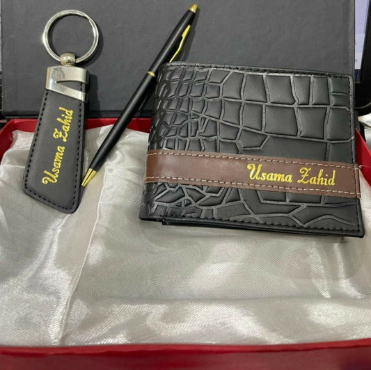 Complete Leather Accessory Set – Wallet, Keychain and Pen Gift - GiftCity