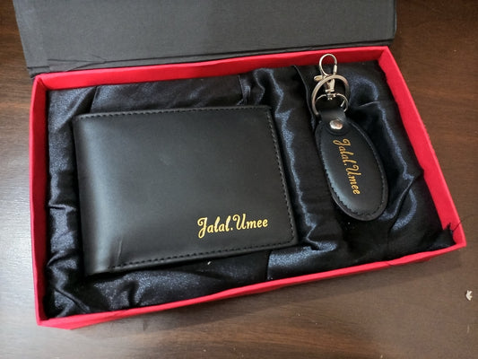 Personalized Leather Wallet & Keychain for Men - GiftCity