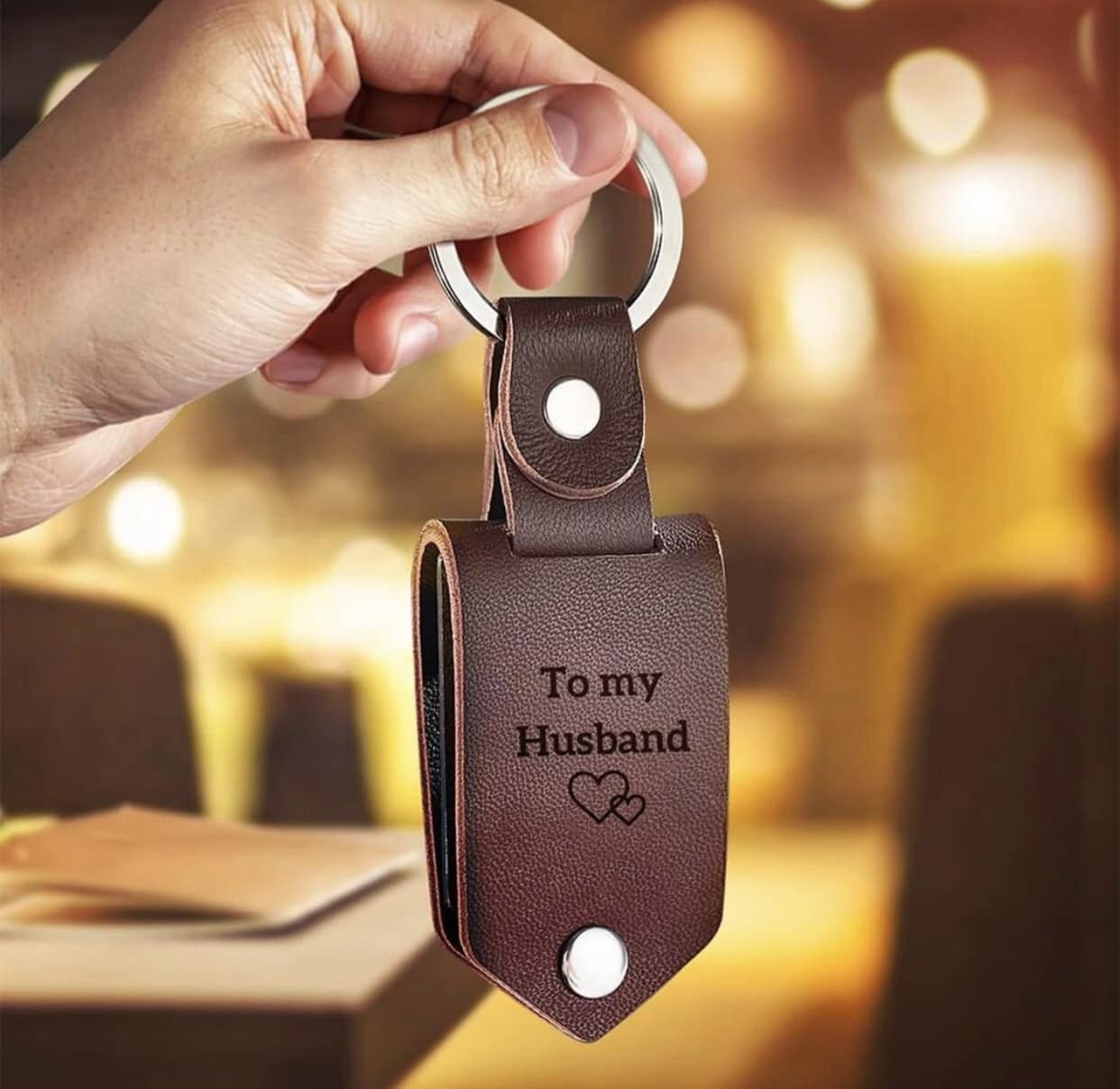 Personalized Leather Picture Keychain | Custom Photo Keychain Gift - GiftCity