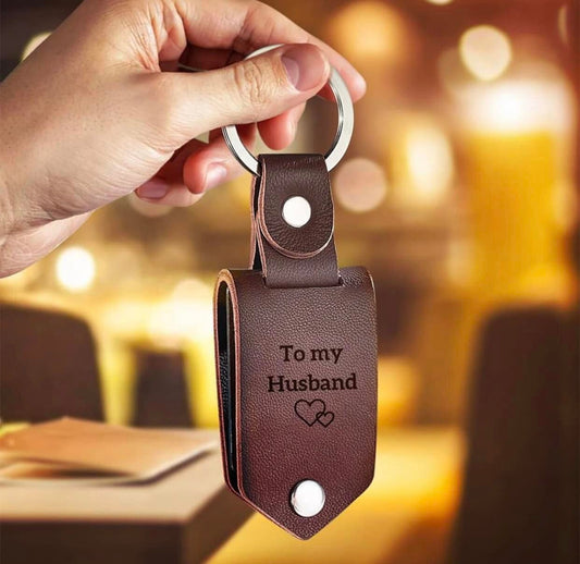 Personalized Leather Picture Keychain | Custom Photo Keychain Gift - GiftCity
