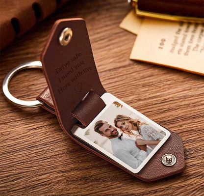 Personalized Leather Picture Keychain | Custom Photo Keychain Gift - GiftCity