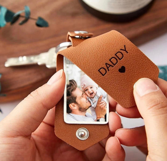 Custom Leather Picture Keychain | Unique Personalized Photo Keychain - GiftCity