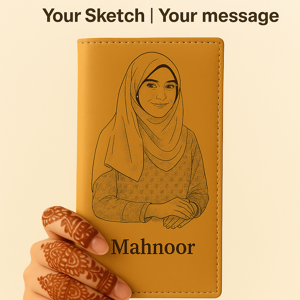Engraved Leather Wallet with Custom Sketch GiftCity