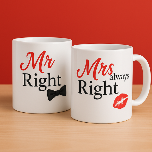 Mr. & Mrs. Right Mug Set Couple Gift GiftCity