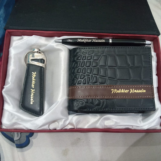 Premium Leather Collection – Wallet, Keychain and Pen Set - GiftCity