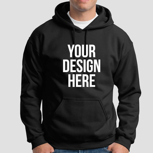 Custom Printed Hoodie Unisex Personalized Black Pullover Workwear Event, Printing with your Logo or Design or Text - GiftCity