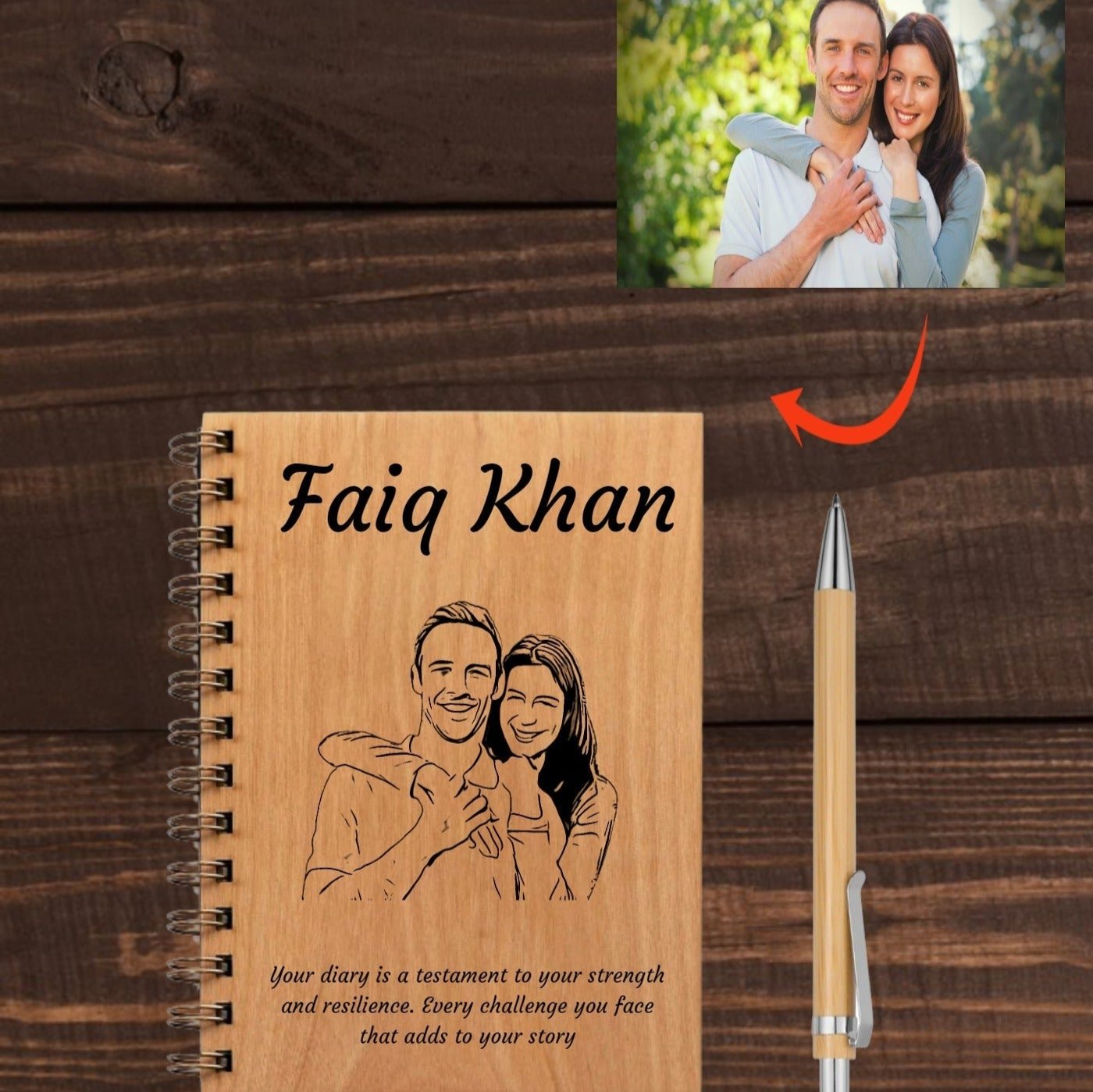 Personalized Wooden Diary - GiftCity