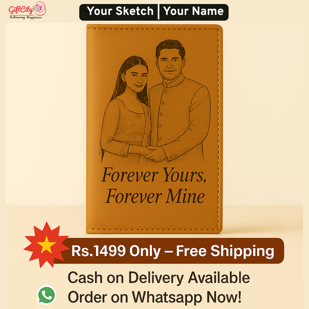 Engraved Leather Wallet with Custom Sketch GiftCity