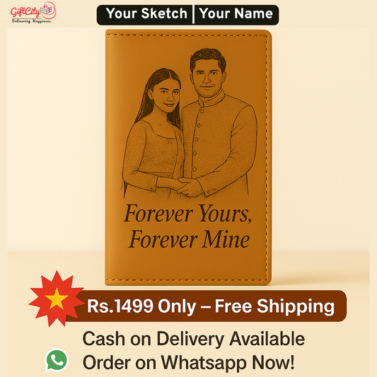 Engraved Leather Wallet with Custom Sketch GiftCity