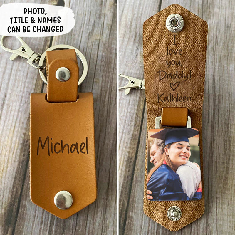 Custom Leather Picture Keychain | Unique Personalized Photo Keychain - GiftCity